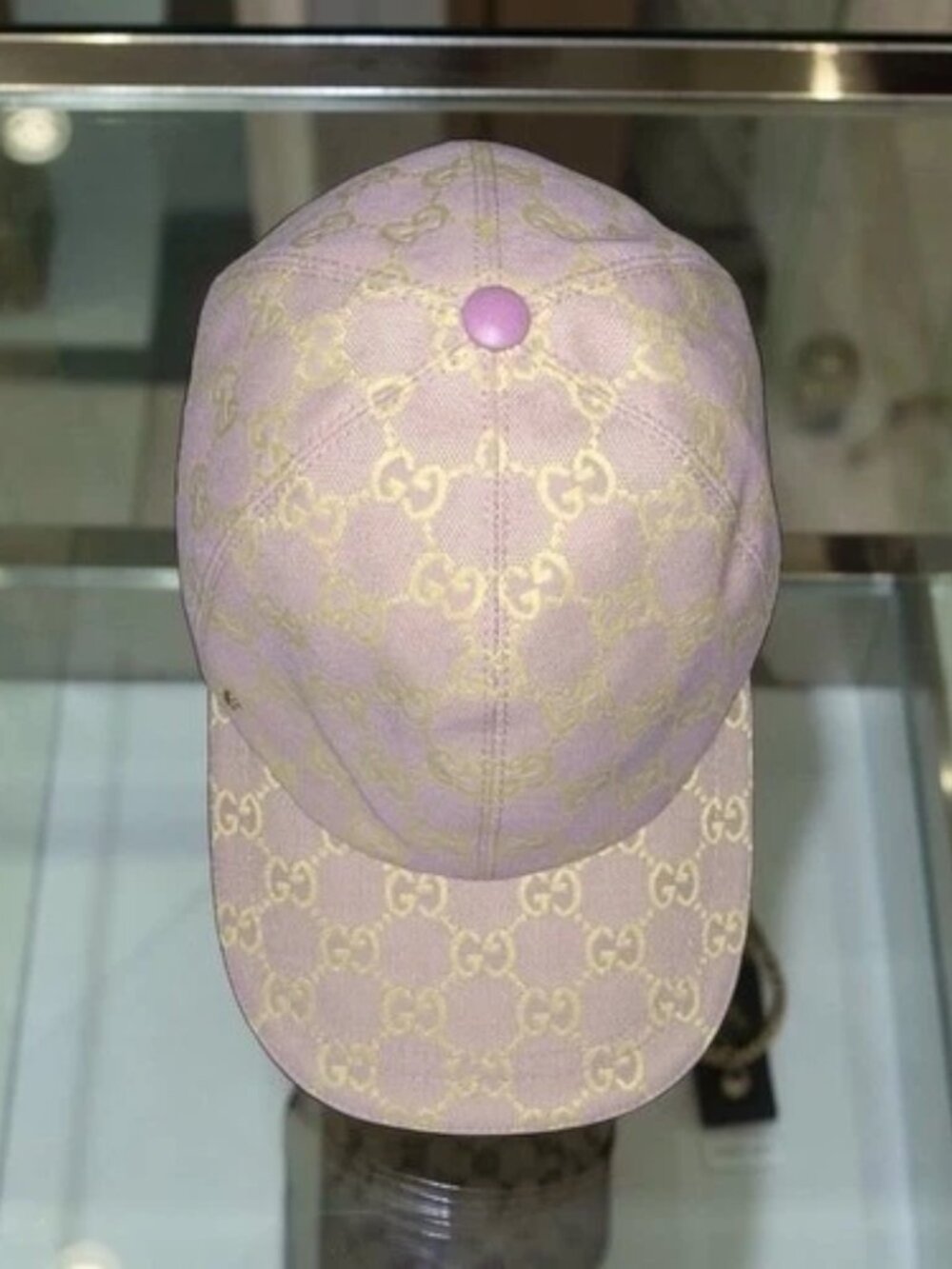 Gucci Pink GG Monogram Canvas Cotton Baseball Cap Hat w/ Dust Bag - Picture 3 of 7